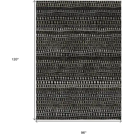 Taupe Charcoal And Gray Striped Washable Indoor Outdoor Area Rug Photo 3