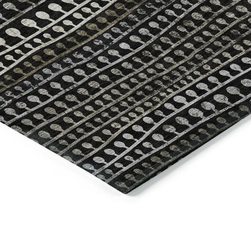 Taupe Charcoal And Gray Striped Washable Indoor Outdoor Area Rug Photo 5