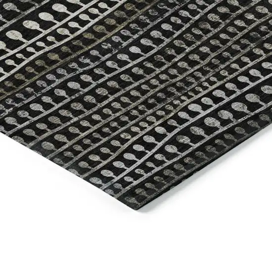 Taupe Charcoal And Gray Striped Washable Indoor Outdoor Area Rug Photo 5