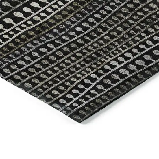 Taupe Charcoal And Gray Striped Washable Indoor Outdoor Area Rug Photo 5