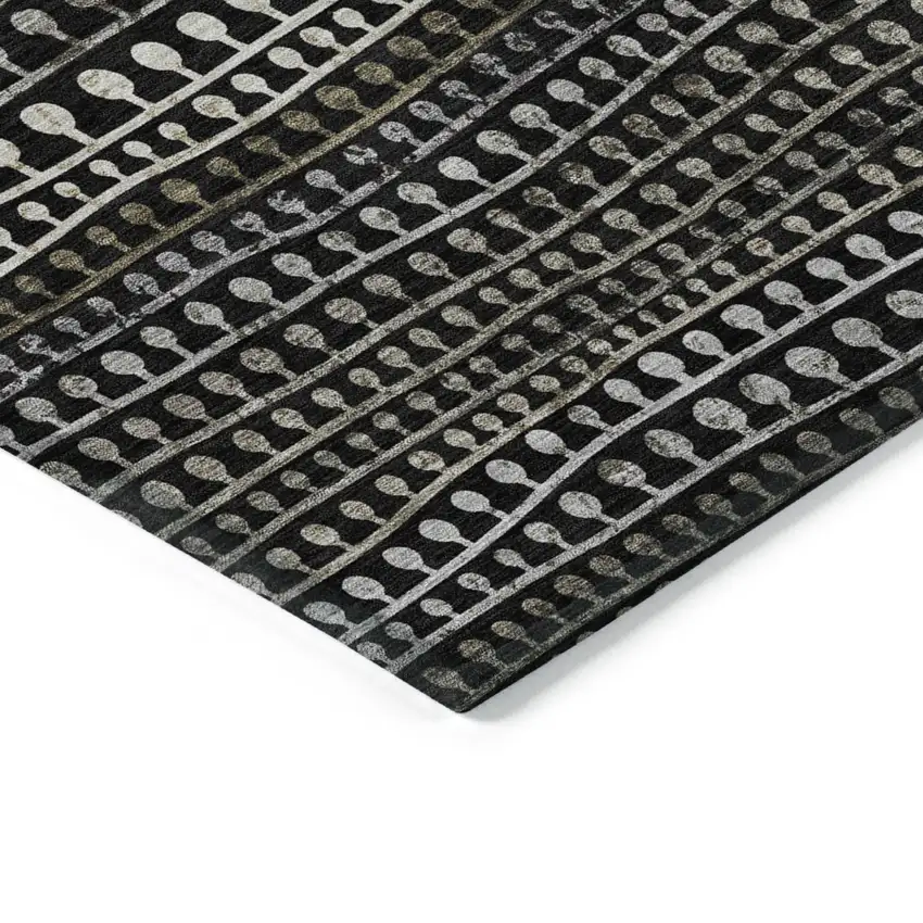 Taupe Charcoal And Gray Striped Washable Indoor Outdoor Area Rug Photo 5