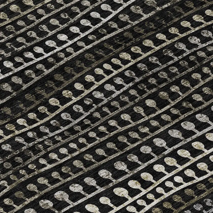 Taupe Charcoal And Gray Striped Washable Indoor Outdoor Area Rug Photo 6