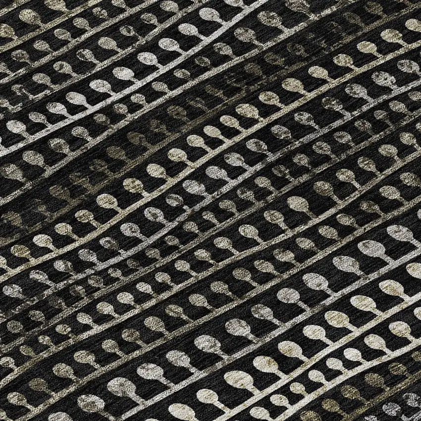 Taupe Charcoal And Gray Striped Washable Indoor Outdoor Area Rug Photo 6