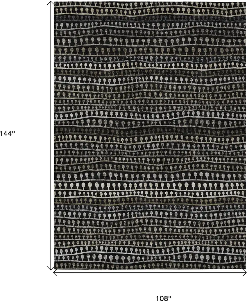 Taupe Charcoal And Gray Striped Washable Indoor Outdoor Area Rug Photo 3