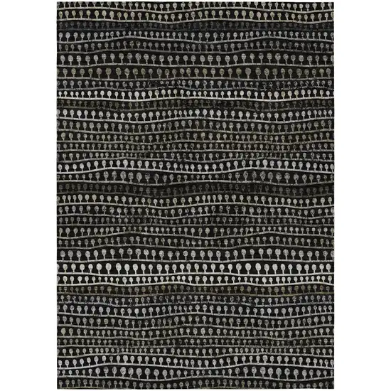 Taupe Charcoal And Gray Striped Washable Indoor Outdoor Area Rug Photo 2