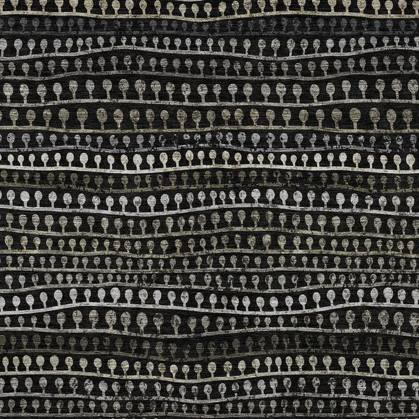 Taupe Charcoal And Gray Striped Washable Indoor Outdoor Area Rug Photo 7