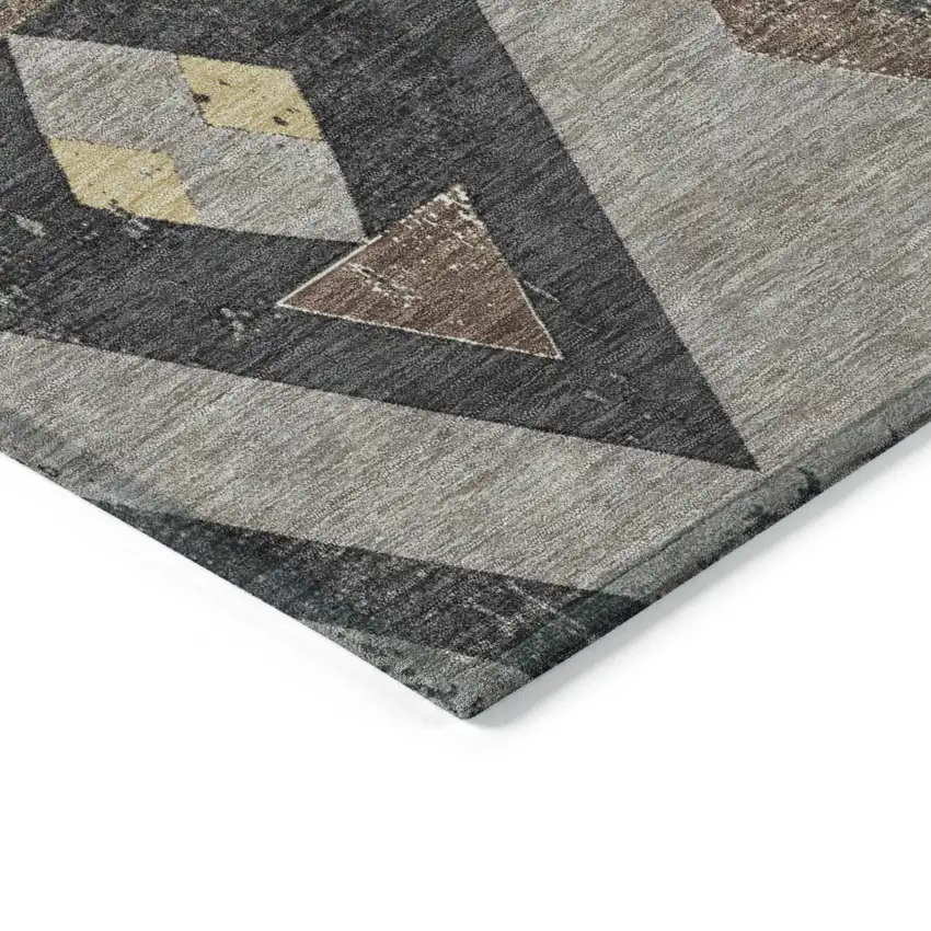 Taupe Charcoal And Wheat Aztec Washable Indoor Outdoor Area Rug Photo 9