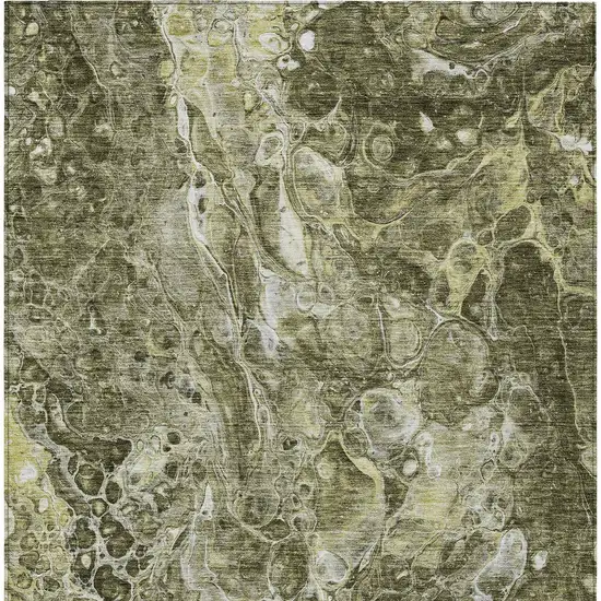 Taupe Chocolate And Beige Abstract Washable Indoor Outdoor Area Rug Photo 6