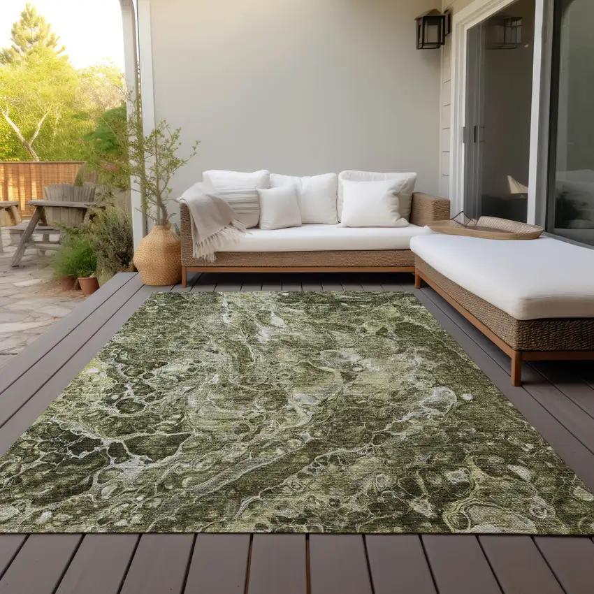 Taupe Chocolate And Beige Abstract Washable Indoor Outdoor Area Rug Photo 8