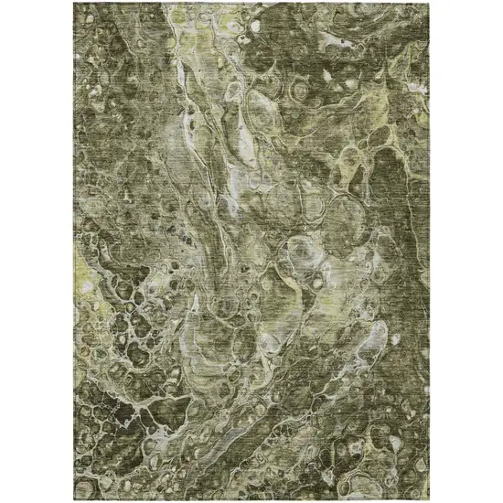 Taupe Chocolate And Beige Abstract Washable Indoor Outdoor Area Rug Photo 2