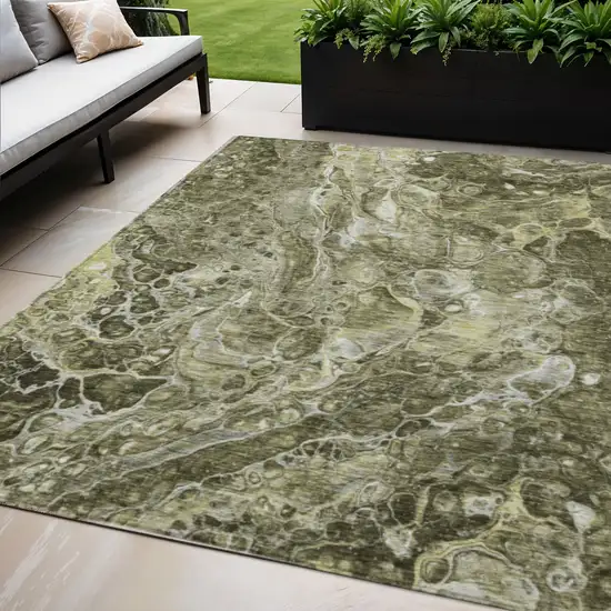 Taupe Chocolate And Beige Abstract Washable Indoor Outdoor Area Rug Photo 1