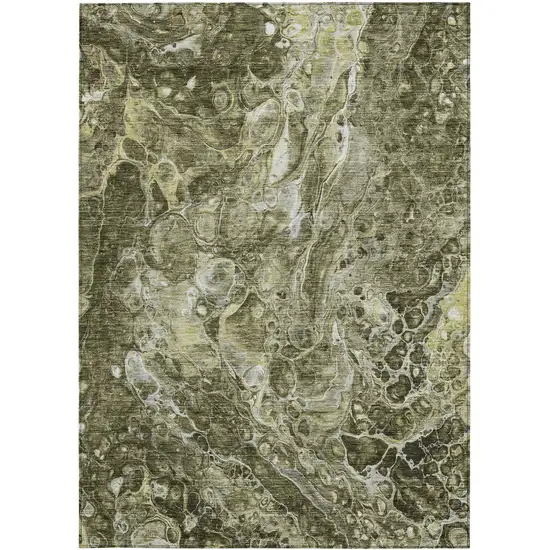 Taupe Chocolate And Beige Abstract Washable Indoor Outdoor Area Rug Photo 7