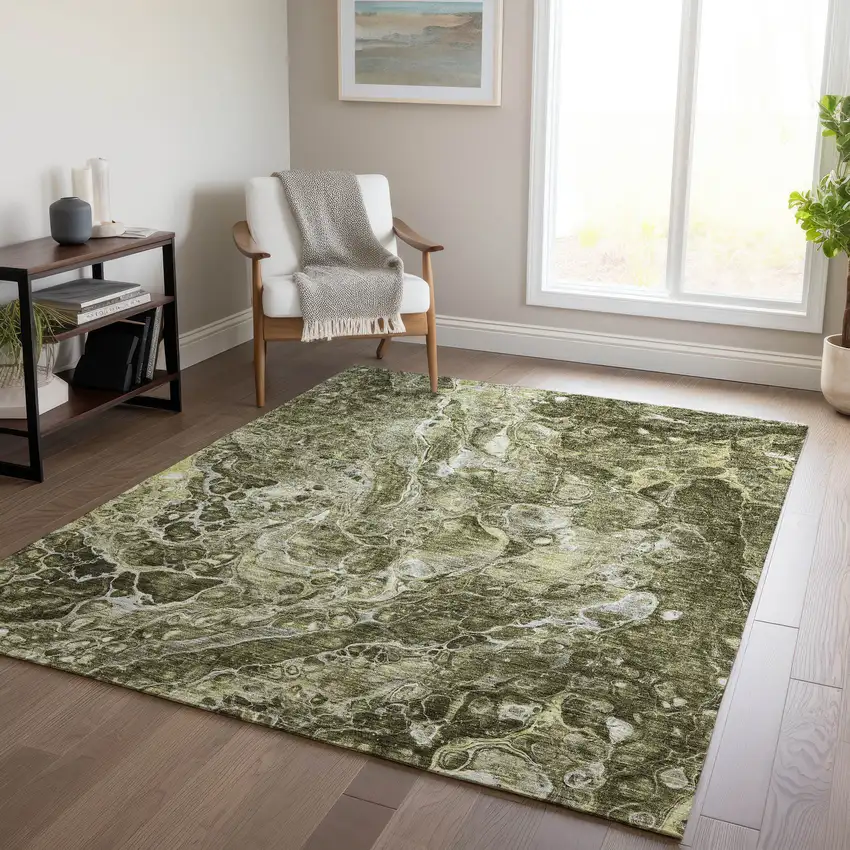 Taupe Chocolate And Beige Abstract Washable Indoor Outdoor Area Rug Photo 9