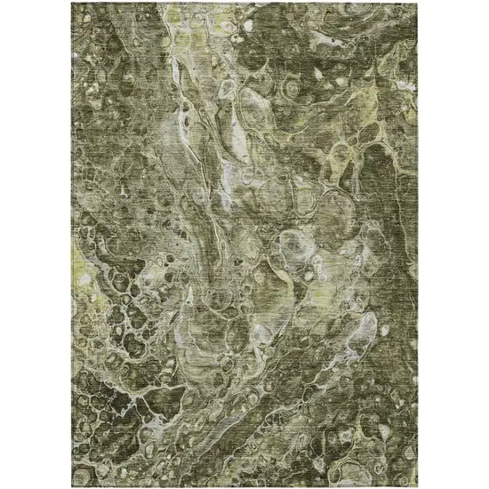 Taupe Chocolate And Beige Abstract Washable Indoor Outdoor Area Rug Photo 2