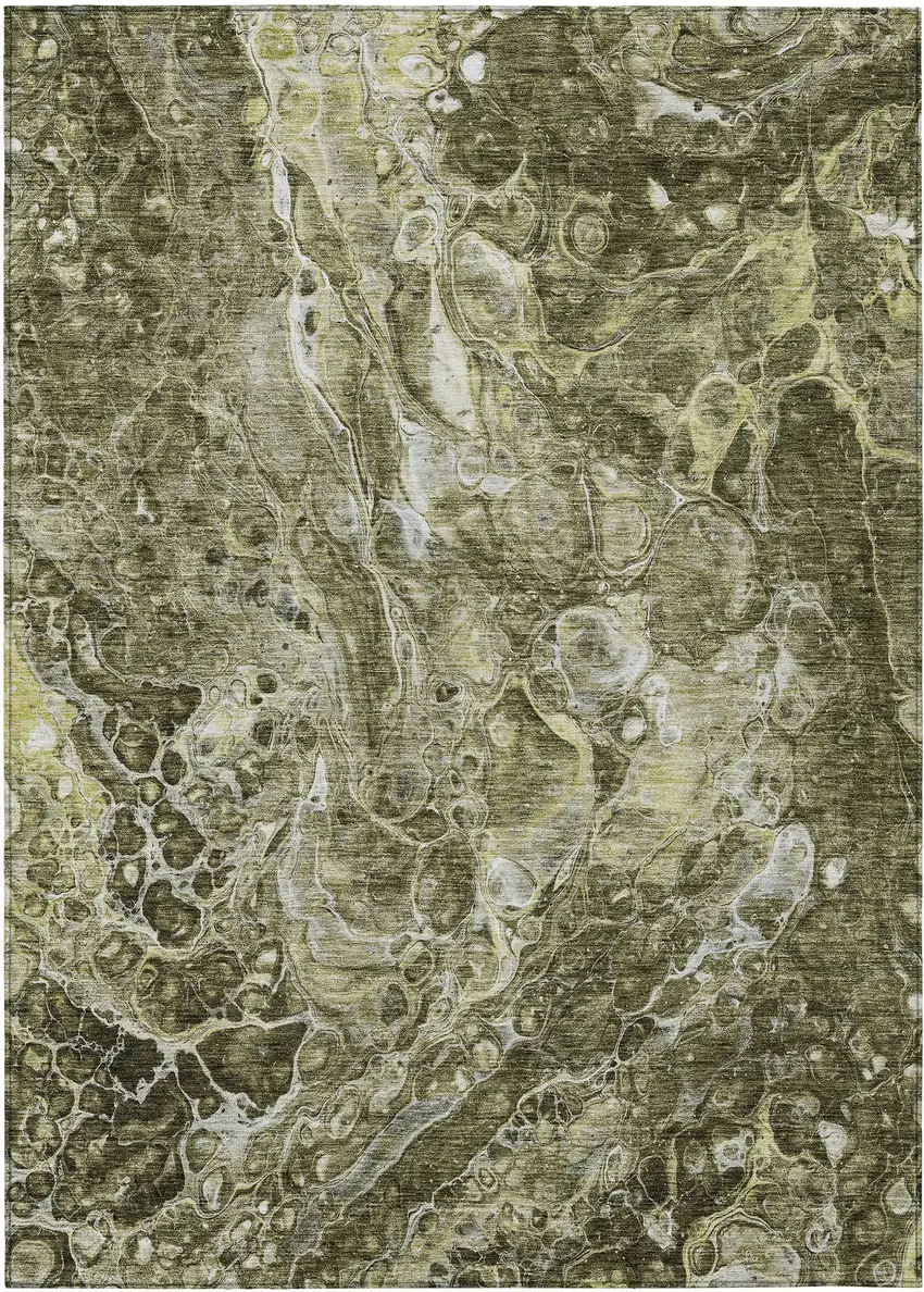Taupe Chocolate And Beige Abstract Washable Indoor Outdoor Area Rug Photo 2