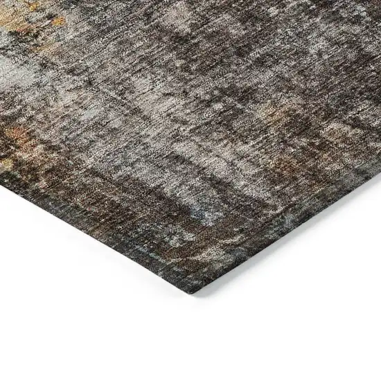 Taupe Chocolate And Copper Abstract Washable Indoor Outdoor Area Rug Photo 4