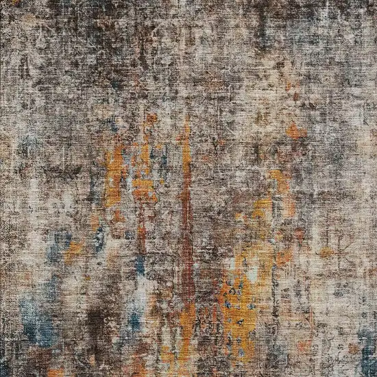 Taupe Chocolate And Copper Abstract Washable Indoor Outdoor Area Rug Photo 5