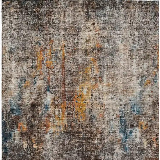 Taupe Chocolate And Copper Abstract Washable Indoor Outdoor Area Rug Photo 6