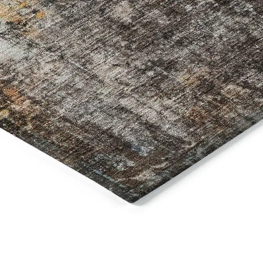 Taupe Chocolate And Copper Abstract Washable Indoor Outdoor Area Rug Photo 4