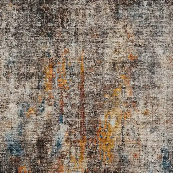 Taupe Chocolate And Copper Abstract Washable Indoor Outdoor Area Rug Photo 5