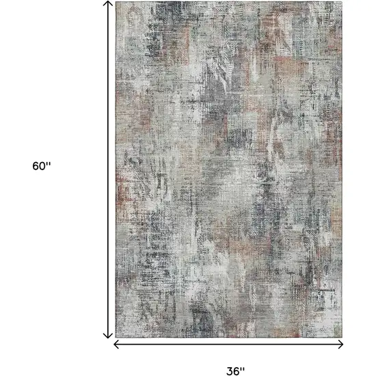 Taupe Copper And Beige Abstract Washable Area Rug With UV Protection Photo 7