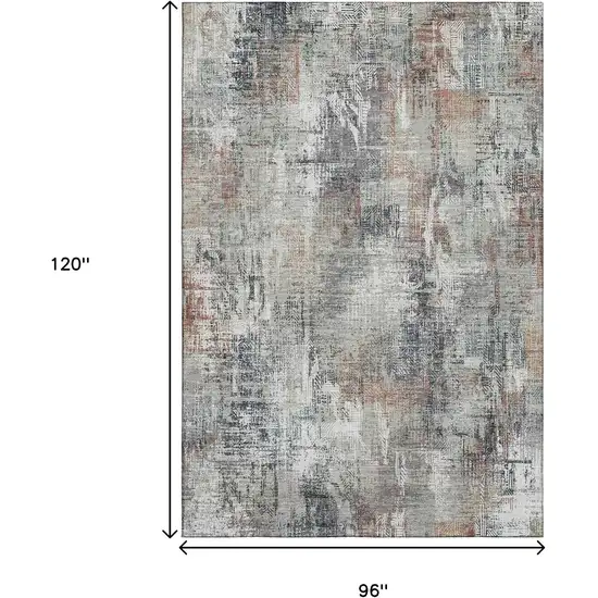 Taupe Copper And Beige Abstract Washable Area Rug With UV Protection Photo 3