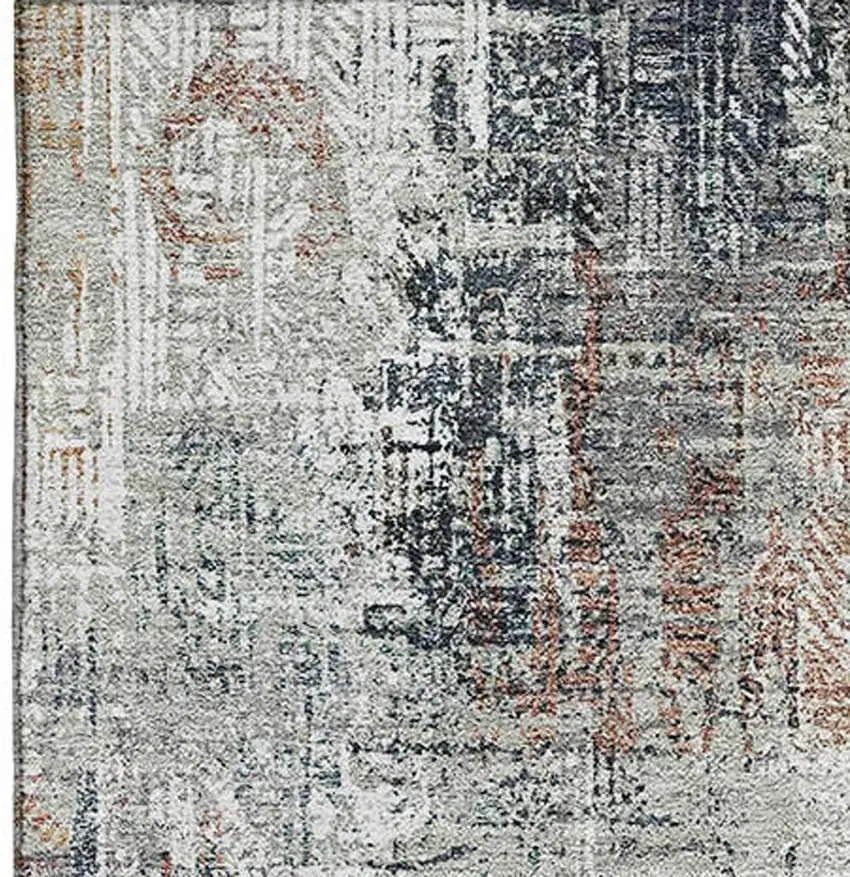 Taupe Copper And Beige Abstract Washable Area Rug With UV Protection Photo 5