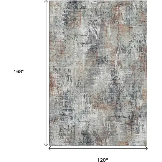 Taupe Copper And Beige Abstract Washable Area Rug With UV Protection Photo 3
