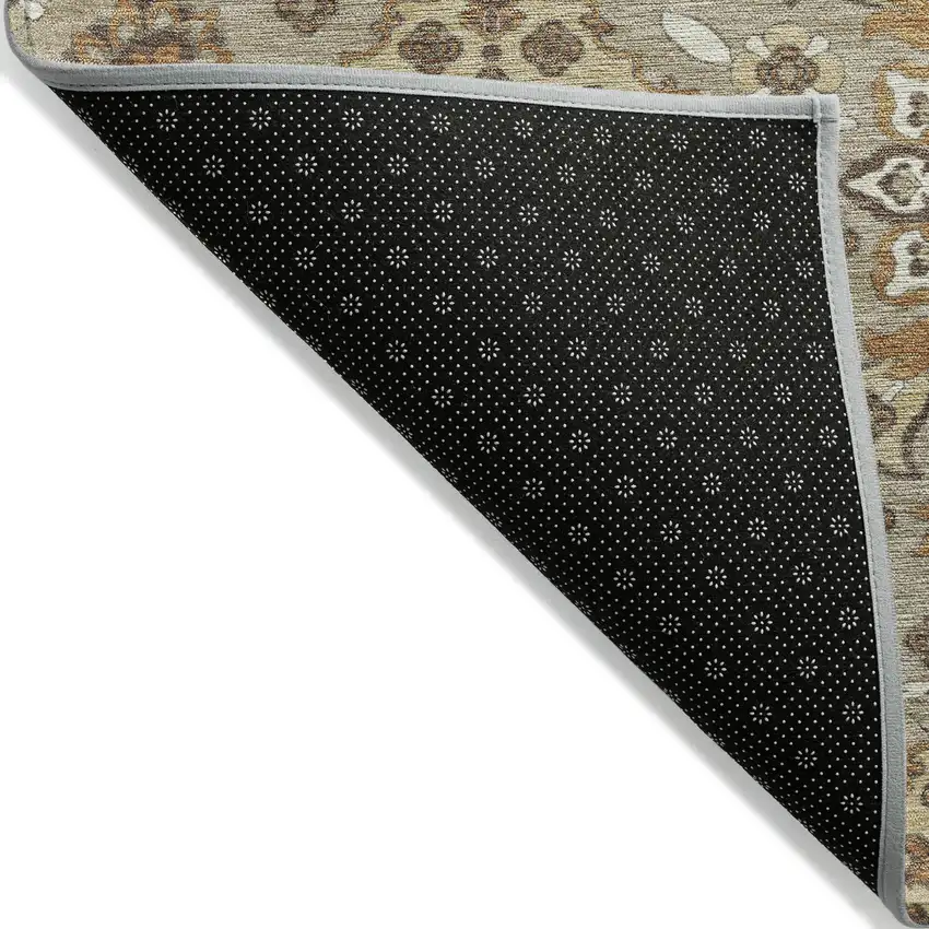Taupe Copper And Beige Medallion Washable Indoor Outdoor Area Rug Photo 8