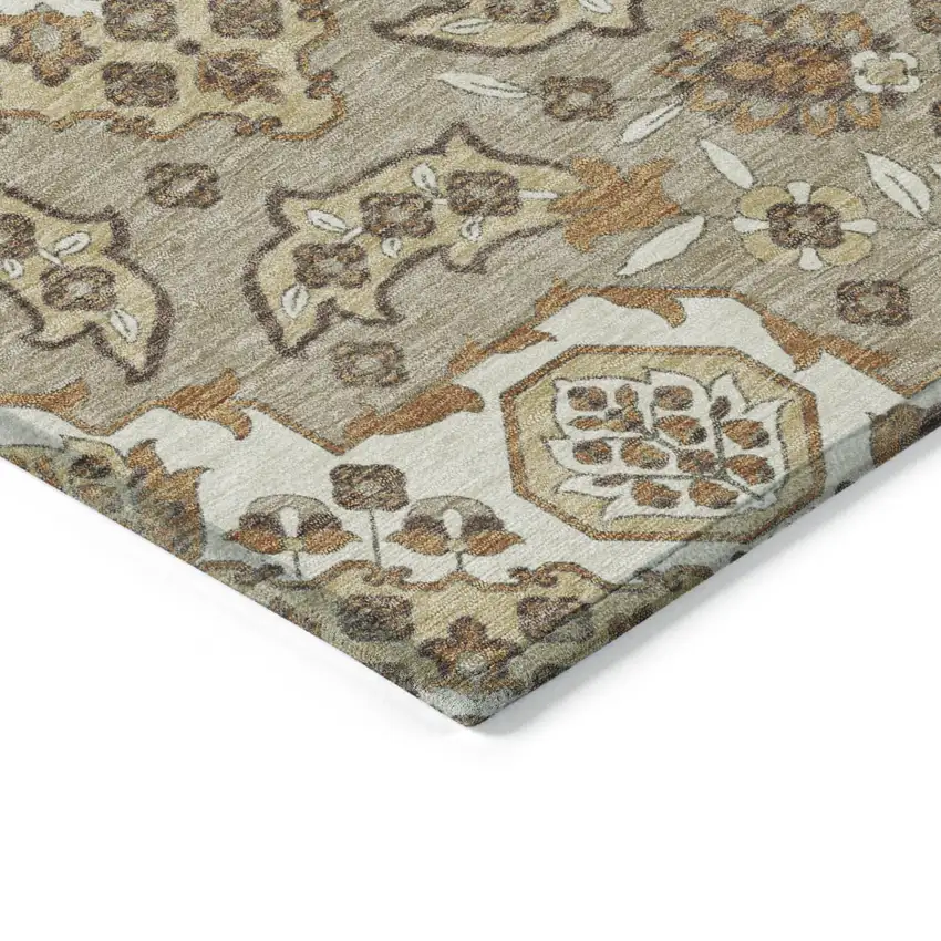 Taupe Copper And Beige Medallion Washable Indoor Outdoor Area Rug Photo 9