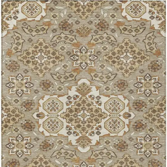 Taupe Copper And Beige Medallion Washable Indoor Outdoor Area Rug Photo 3