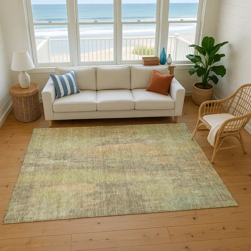 Taupe Copper And Brown Abstract Washable Area Rug With UV Protection Photo 4