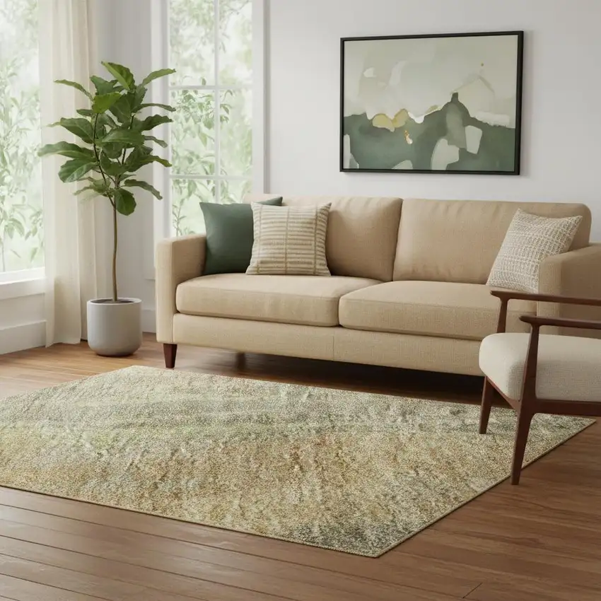 Taupe Copper And Brown Abstract Washable Area Rug With UV Protection Photo 2