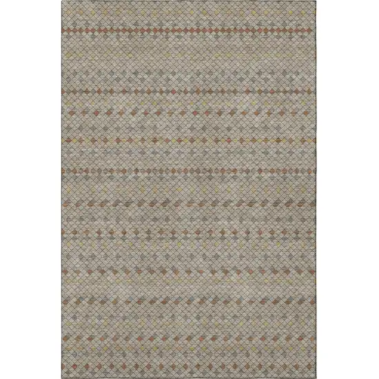 Taupe Copper And Gold Striped Washable Area Rug With UV Protection Photo 2