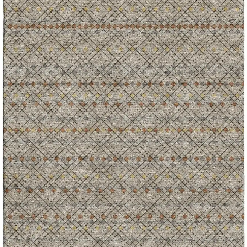 Taupe Copper And Gold Striped Washable Area Rug With UV Protection Photo 3