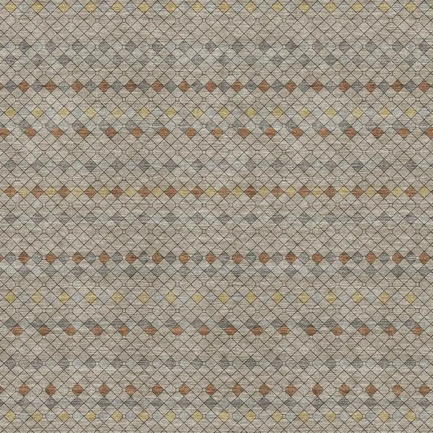 Taupe Copper And Gold Striped Washable Area Rug With UV Protection Photo 3