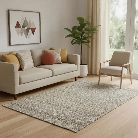 Taupe Copper And Gold Striped Washable Area Rug With UV Protection Photo 2