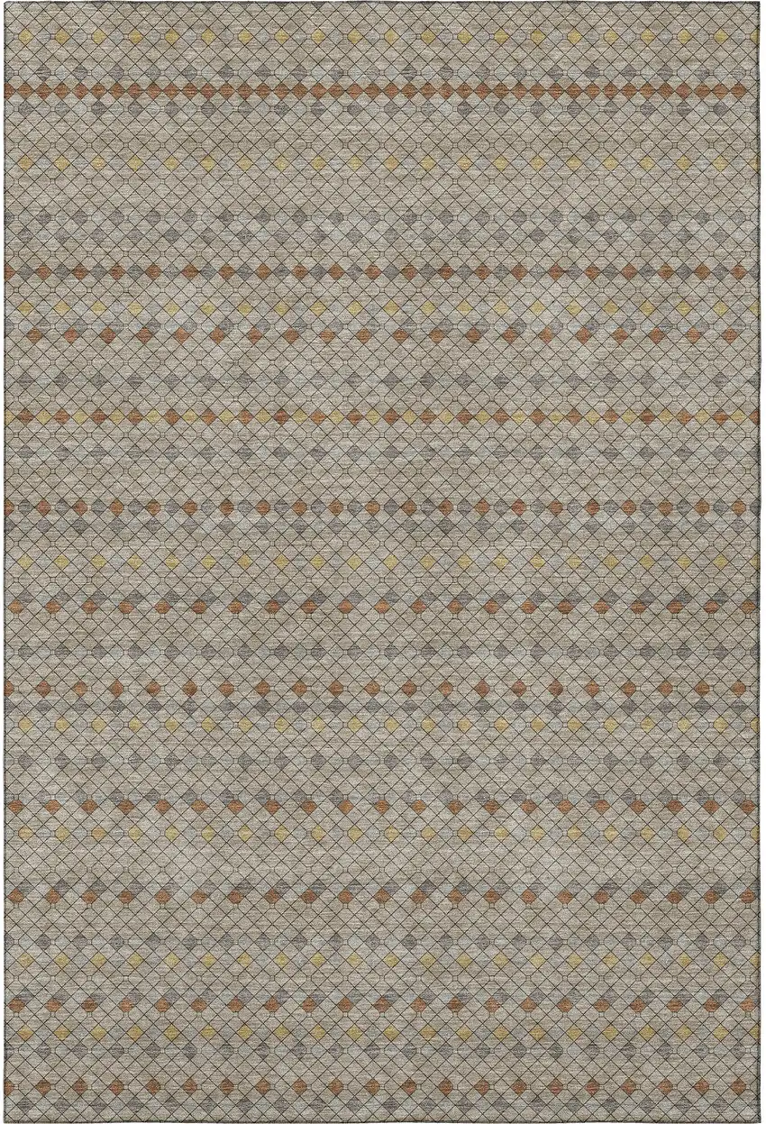 Taupe Copper And Gold Striped Washable Area Rug With UV Protection Photo 2