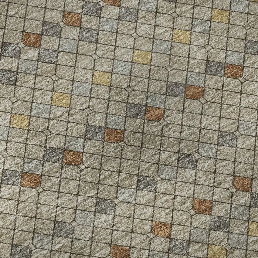 Taupe Copper And Gold Striped Washable Area Rug With UV Protection Photo 8