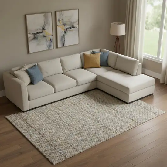 Taupe Copper And Gold Striped Washable Area Rug With UV Protection Photo 2