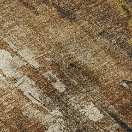 Taupe Copper And Ivory Abstract Washable Area Rug With UV Protection Photo 7