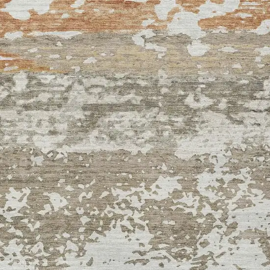 Taupe Copper And Ivory Striped Washable Indoor Outdoor Area Rug Photo 7