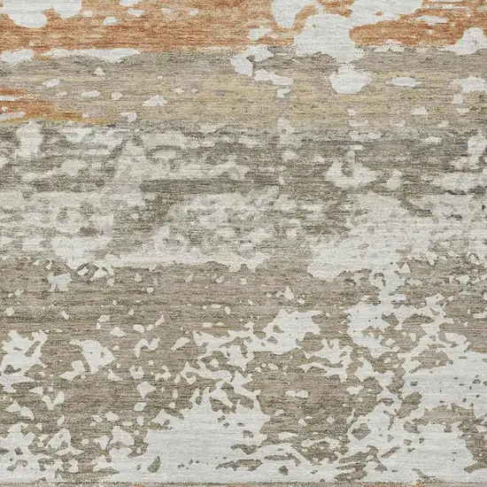 Taupe Copper And Ivory Striped Washable Indoor Outdoor Area Rug Photo 9