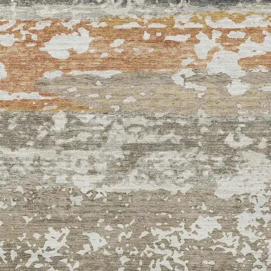 Taupe Copper And Ivory Striped Washable Indoor Outdoor Area Rug Photo 4