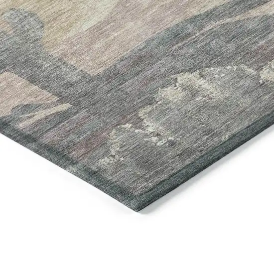 Taupe Coral And Sage Botanical Leaves Washable Indoor Outdoor Area Rug Photo 5