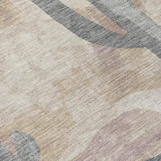 Taupe Coral And Sage Cactus Washable Indoor Outdoor Area Rug Photo 8