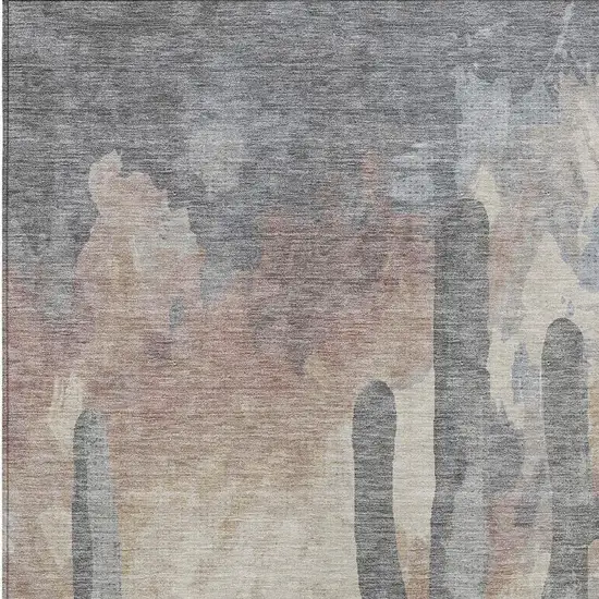 Taupe Coral And Sage Botanical Leaves Washable Indoor Outdoor Area Rug Photo 7