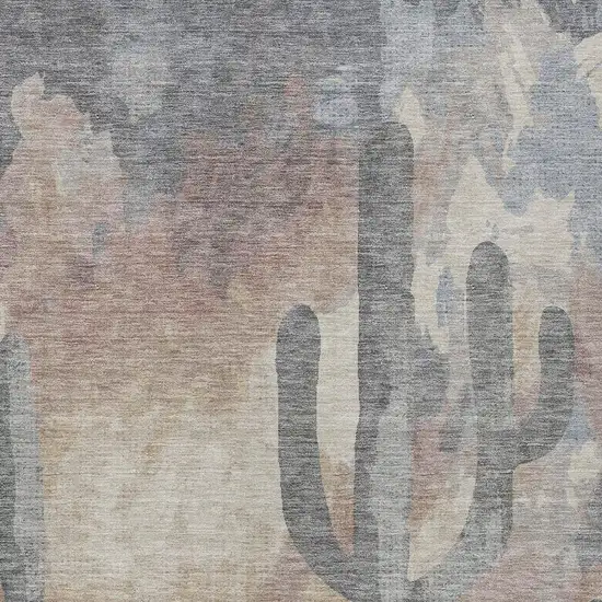 Taupe Coral And Sage Botanical Leaves Washable Indoor Outdoor Area Rug Photo 7