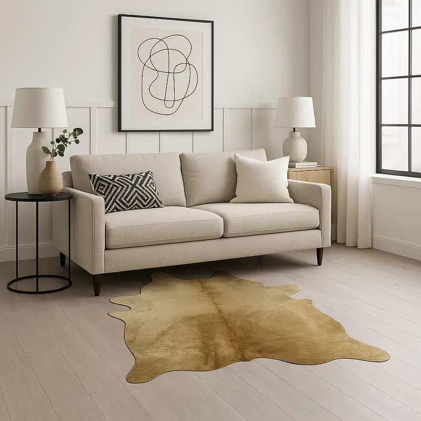 Taupe Cowhide Cowhide Print Area Rug Photo 1
