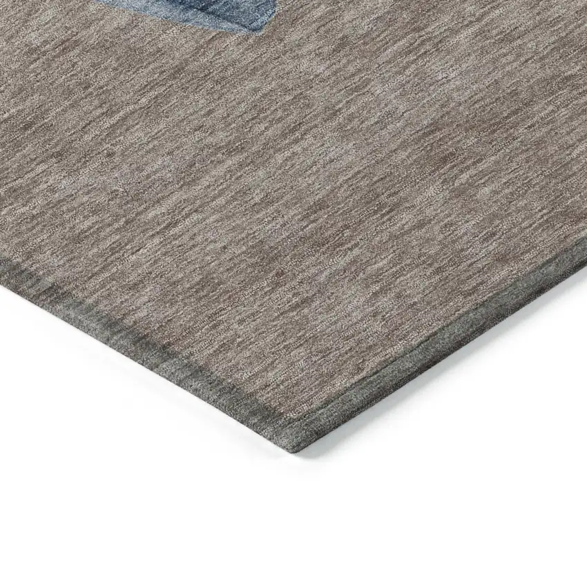 Taupe Denim Blue And Ivory Snowmen Washable Indoor Outdoor Area Rug Photo 6
